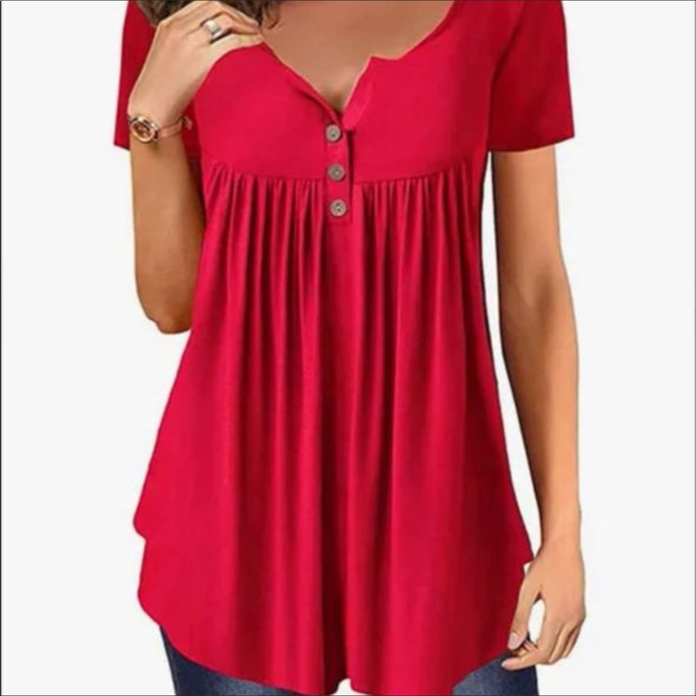 Pretty red blouse new with tags half sleeve xxl ladies top